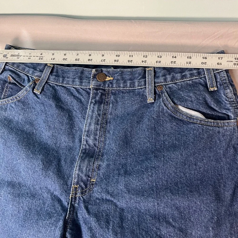Y2K Dickies Mens Straight Leg Denim Jeans Medium Wash Blue 36x34